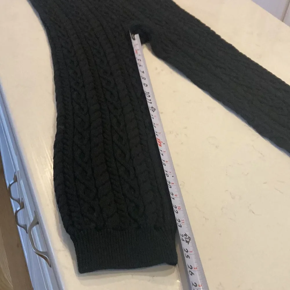 Reformation Italo 100% Organic Cotton Thick Cable Knit Jogger Black Large